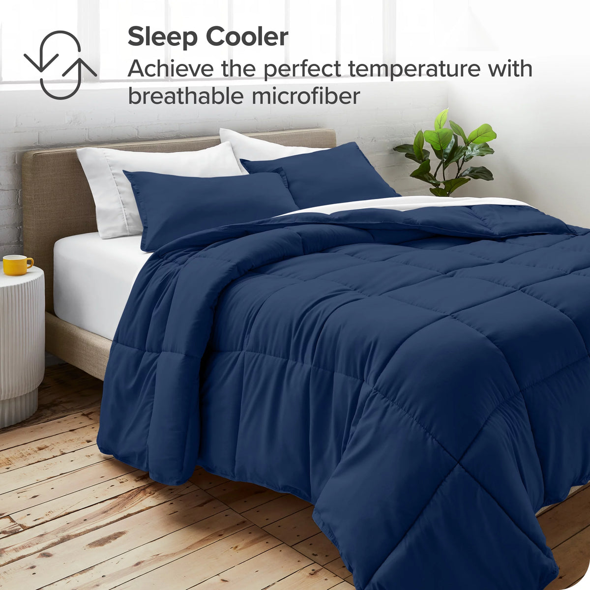 Queen Dark Blue Down Alternative Comforter Set X203