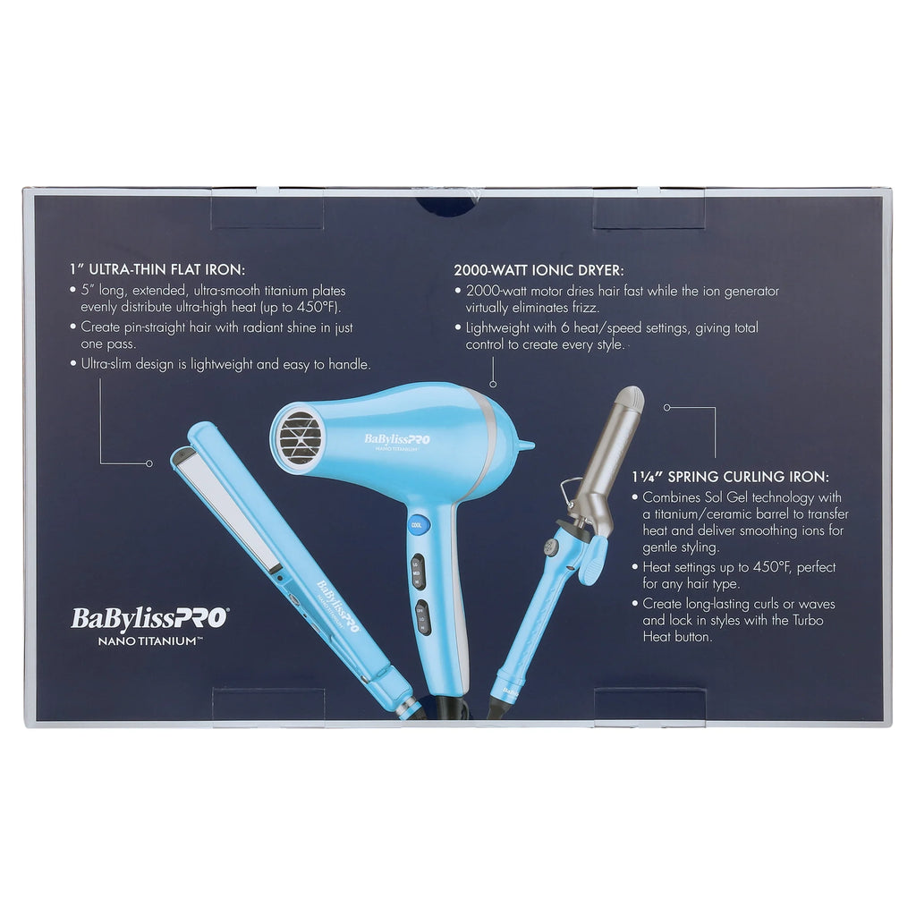 1 1/4" Spring Curling Iron, 1" Ultra-Thin Flat Iron, and Ionic Dryer Trio B141992