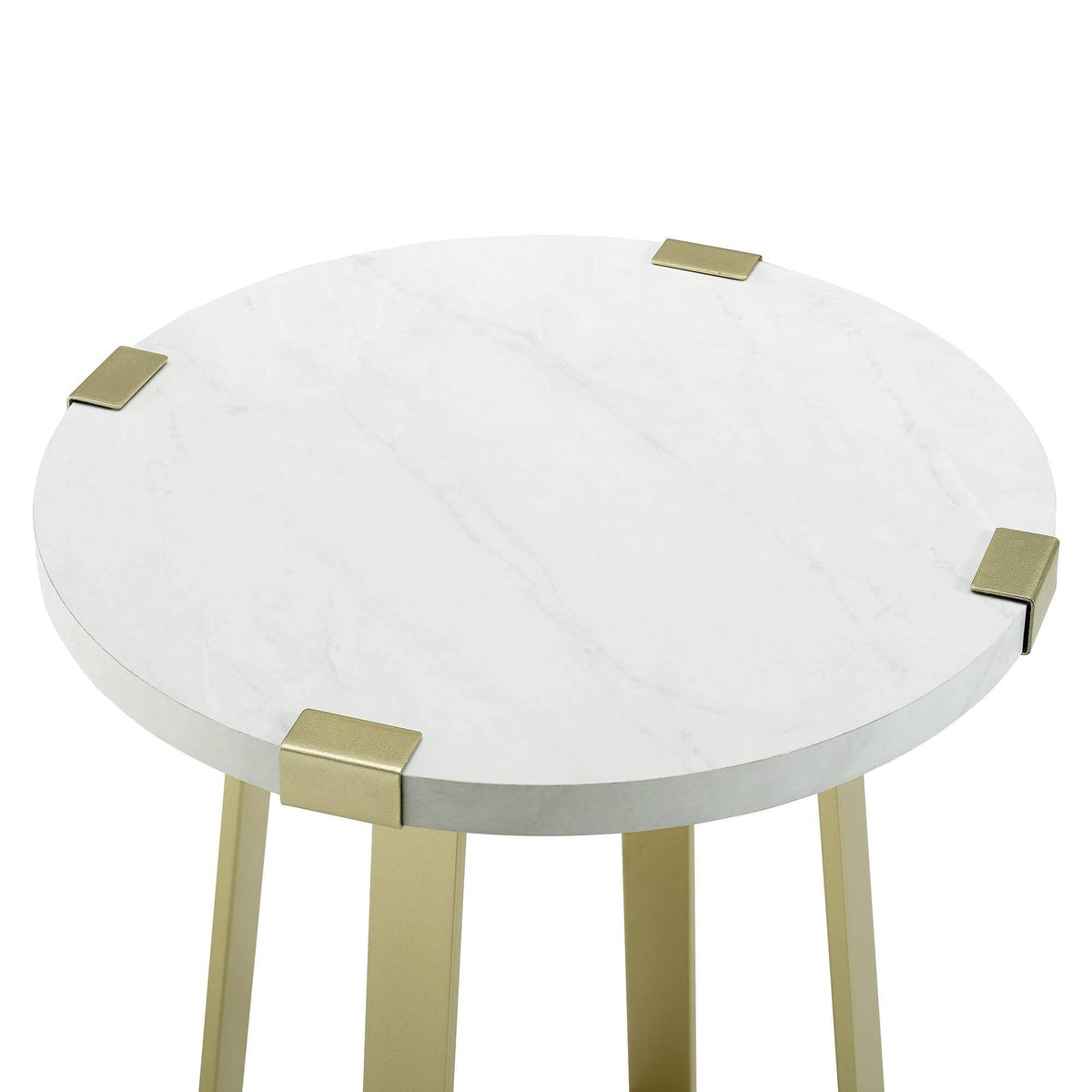 White Faux Marble Round Side Table O80847