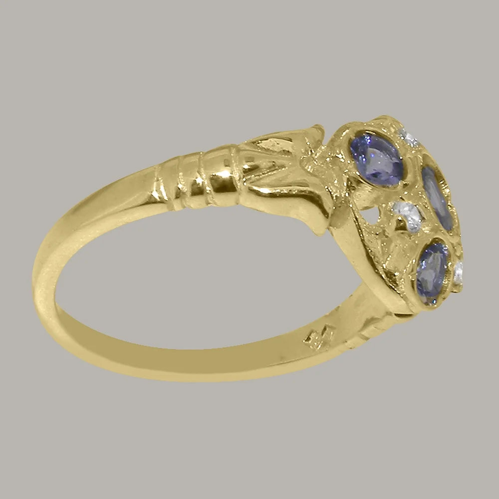 9k Yellow Gold Tanzanite Diamond Statement Ring N52430