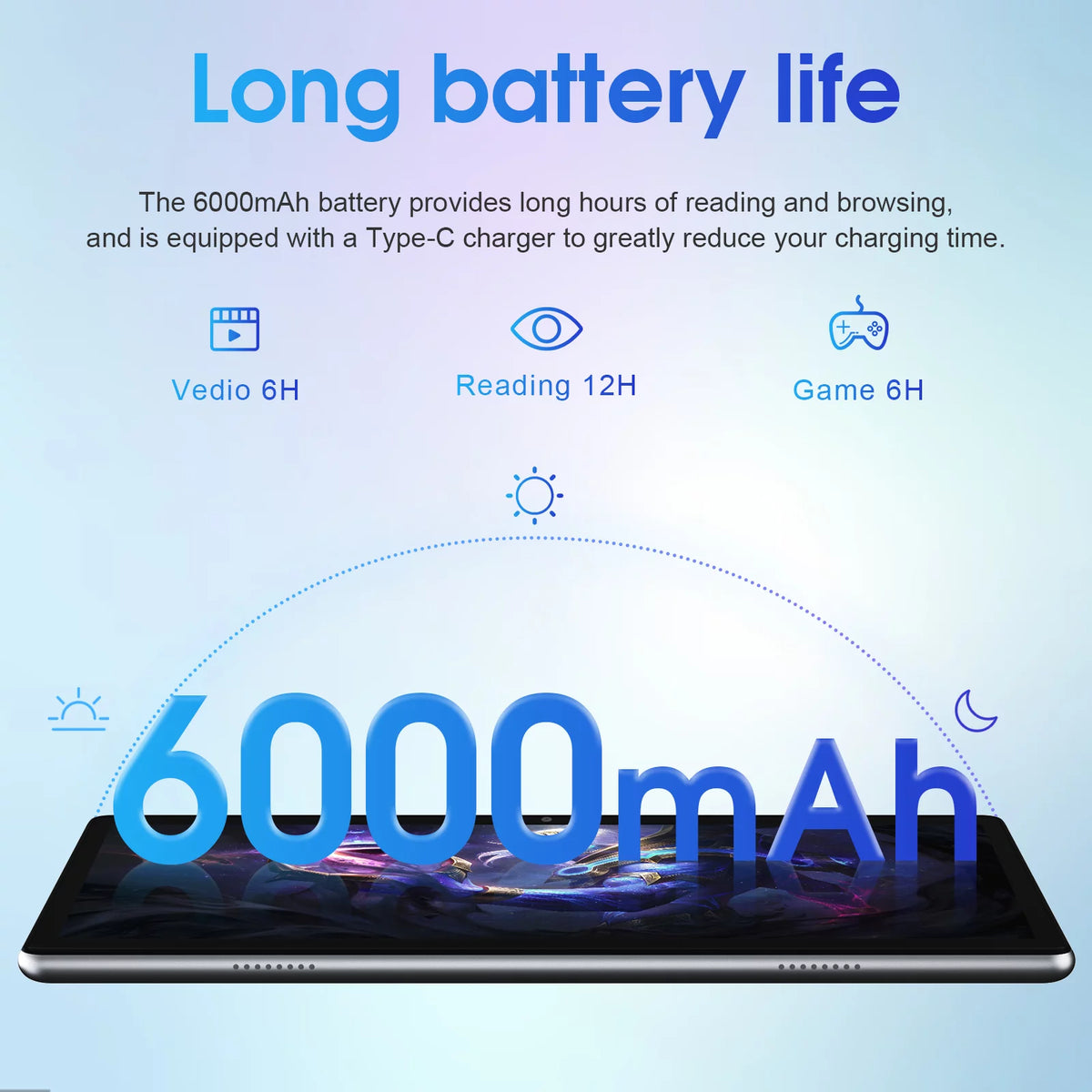 10 inch Android 12.0 Tablet 3GB RAM 64GB Storage Quad-Core 6000mAh W89748