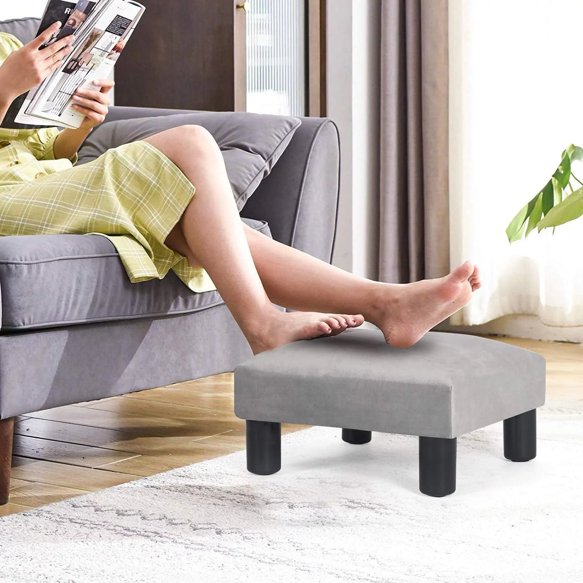 Velvet Ottoman Footstool Y278495