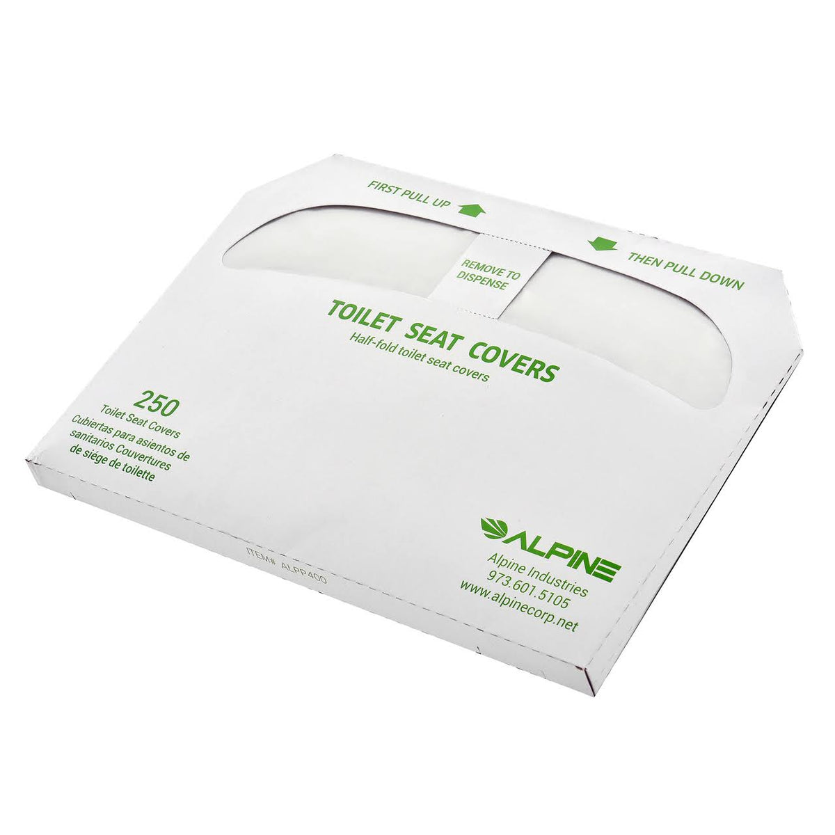 White Flushable Half-Fold Toilet Seat Covers 250 Sheets per Pack 20-Pack N86210