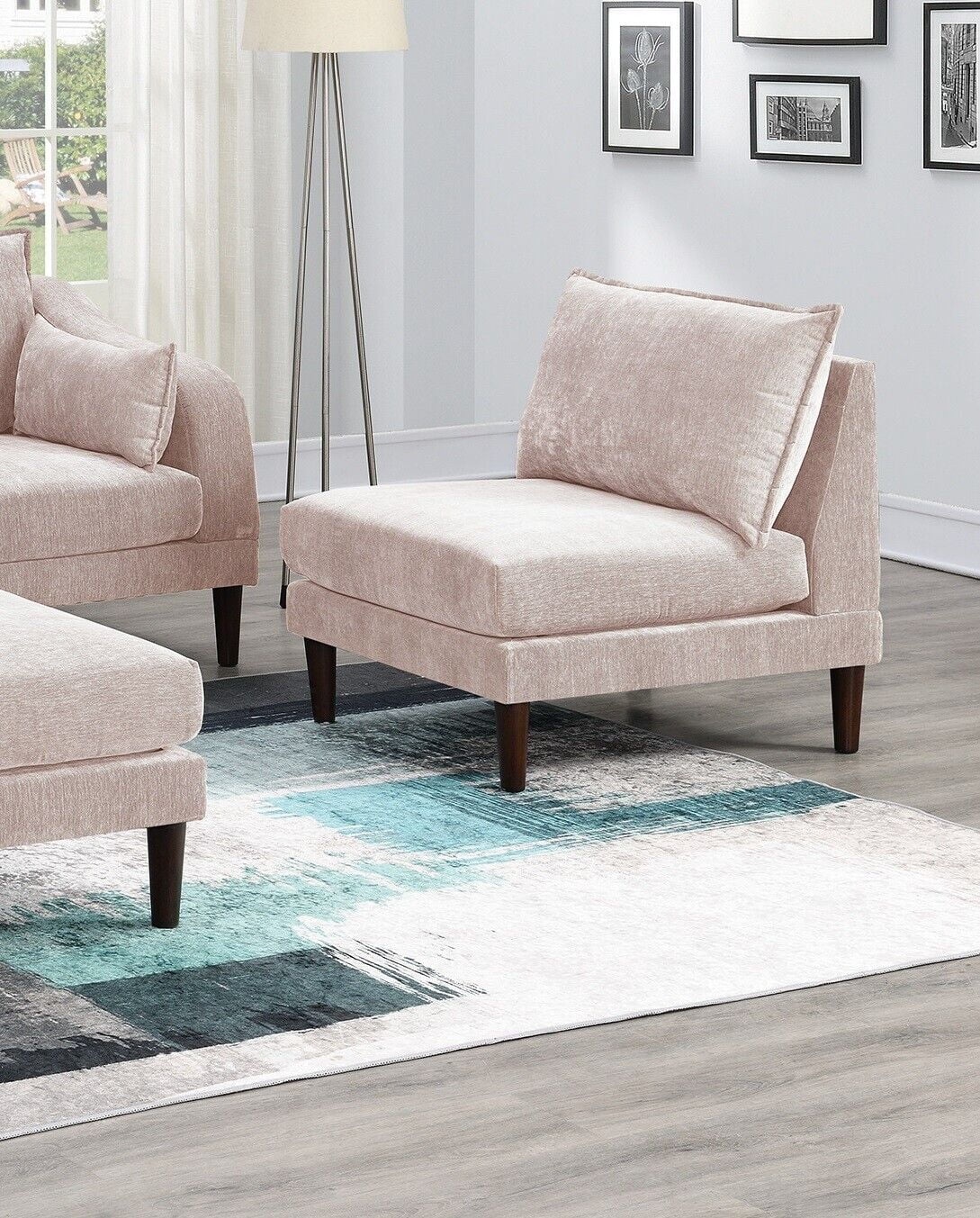 5pc Modular Sofa Set with Armless Chair Corner Wedge Ottoman O45891