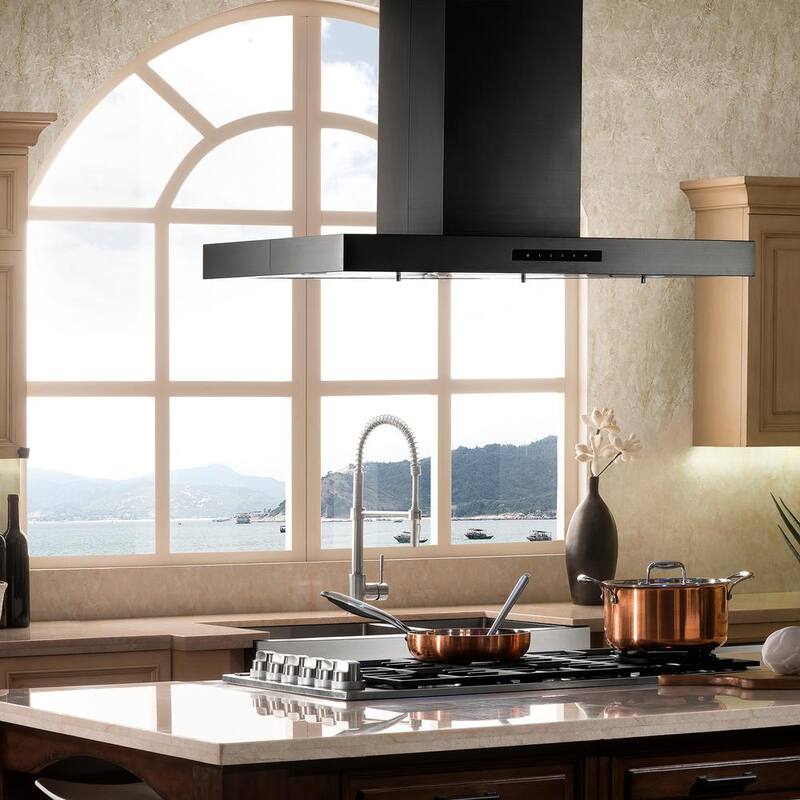 Black Stainless Steel Island Mount Range Hood W63419