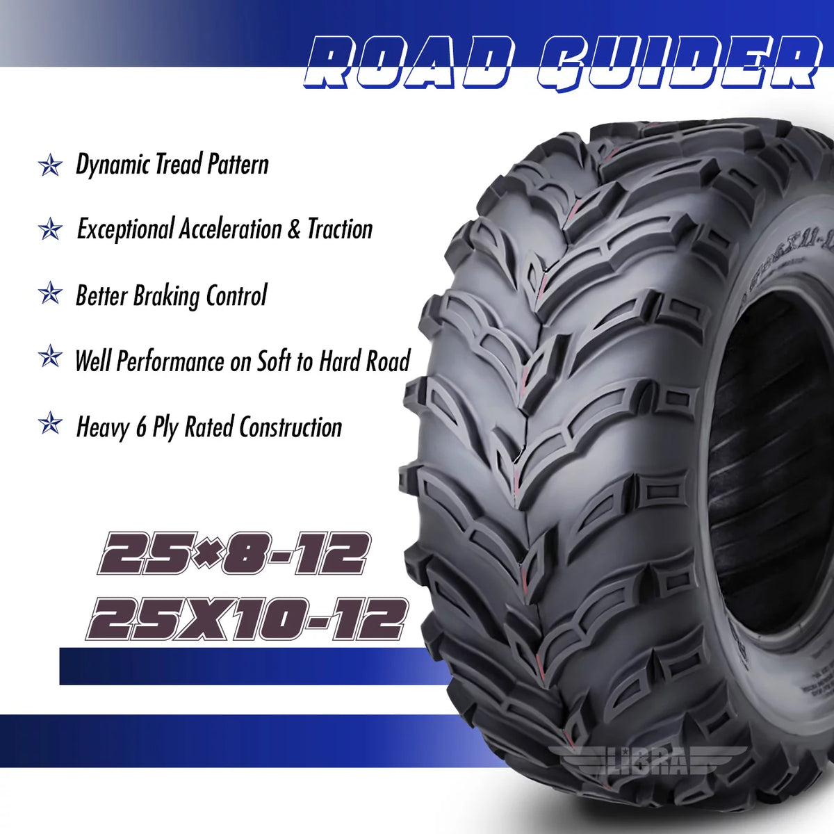 ATV/UTV Tires 25x8-12 Front & 25x10-12 Rear 6PR Set 4 O27347