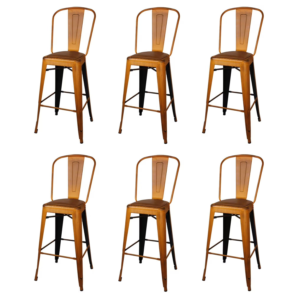 30 inch High Back Bar Stools Set of 6 Vegan Leather Seat W535399