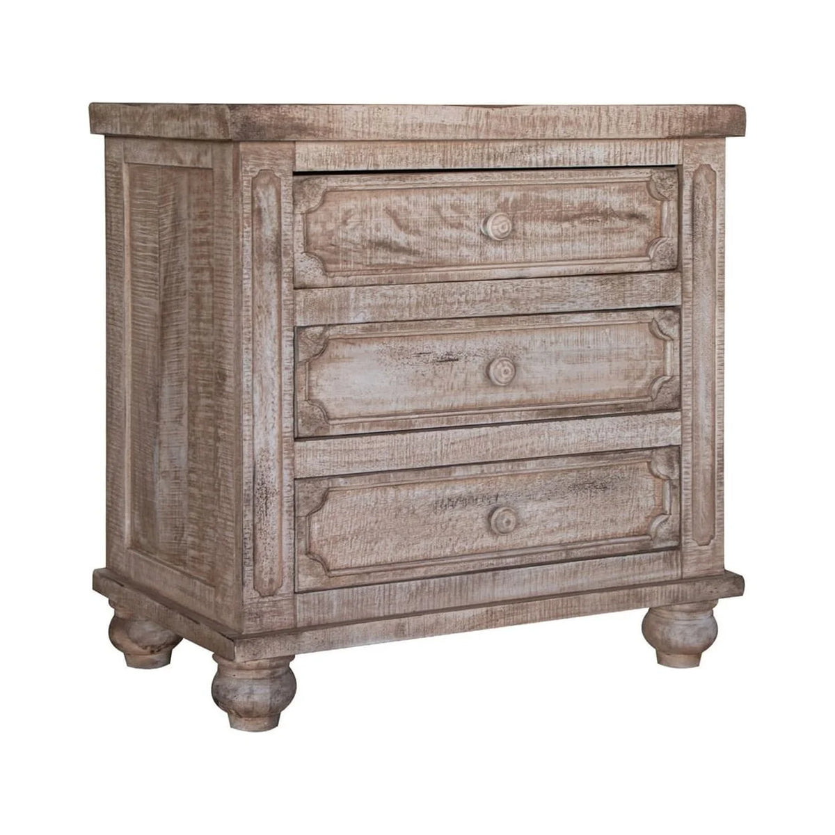 31 Inch Mango Wood 3 Drawer Nightstand J5562