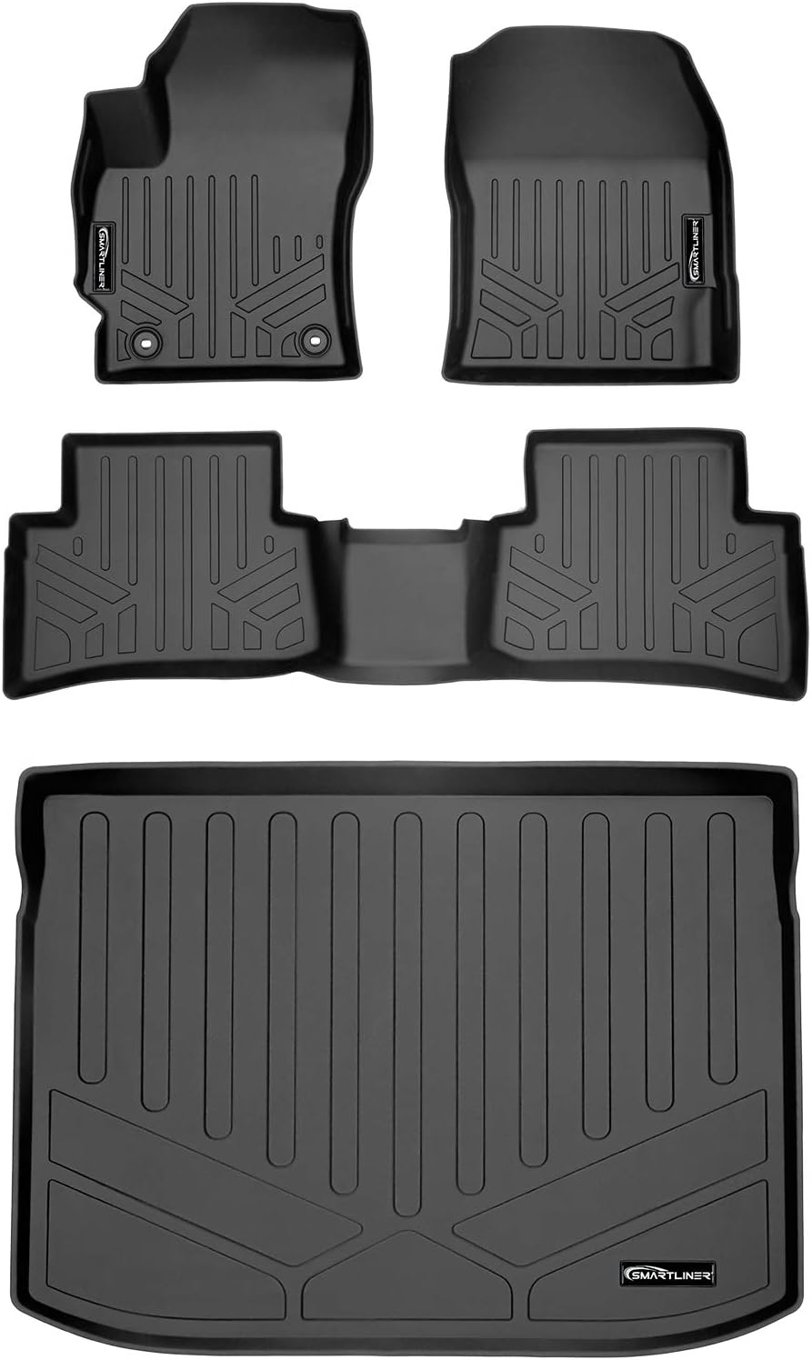 Black Custom Fit Floor Mats 2 Rows and Cargo Liner Trunk Set C133560