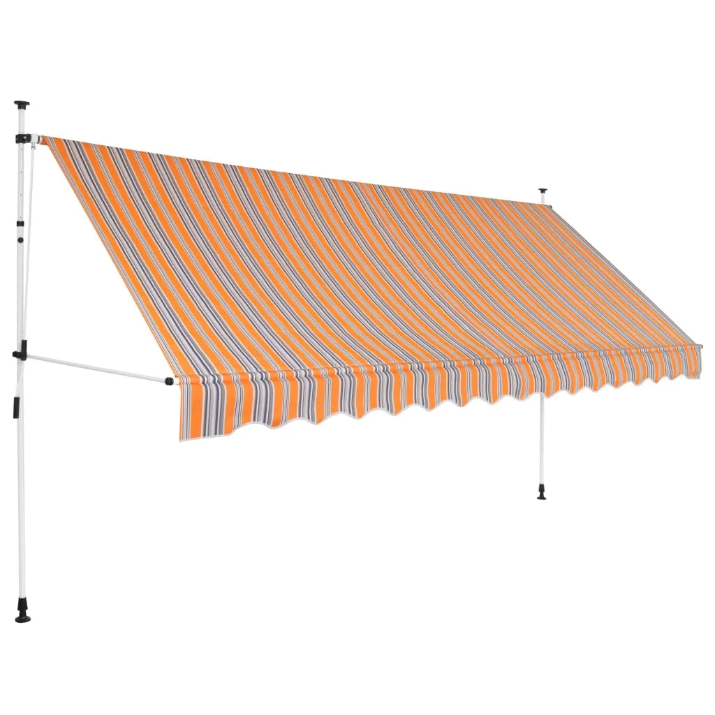 Manual Retractable Awning 137.8" Yellow and Blue Stripes E276
