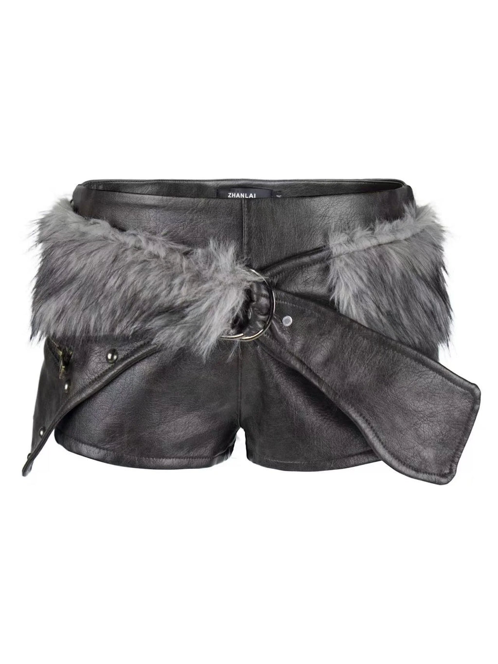 PU Leather Low-Rise Shorts I909