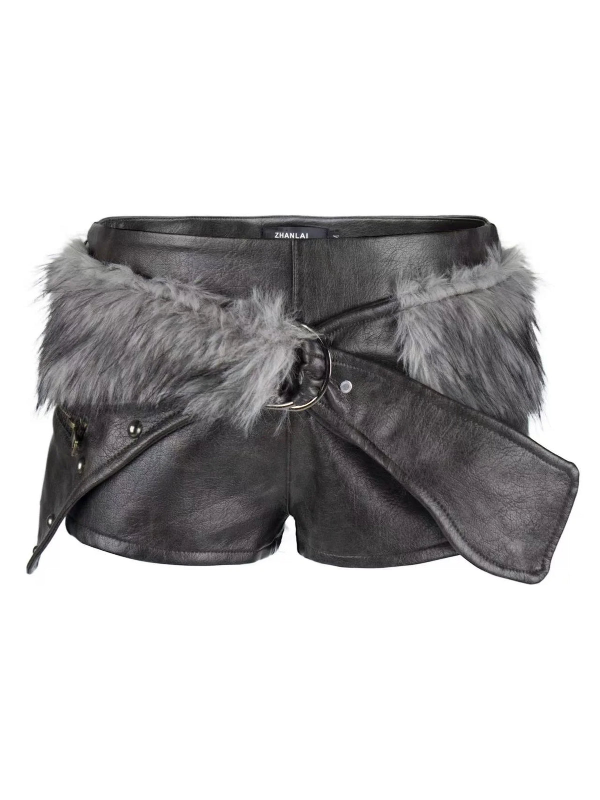 PU Leather Low-Rise Shorts I909