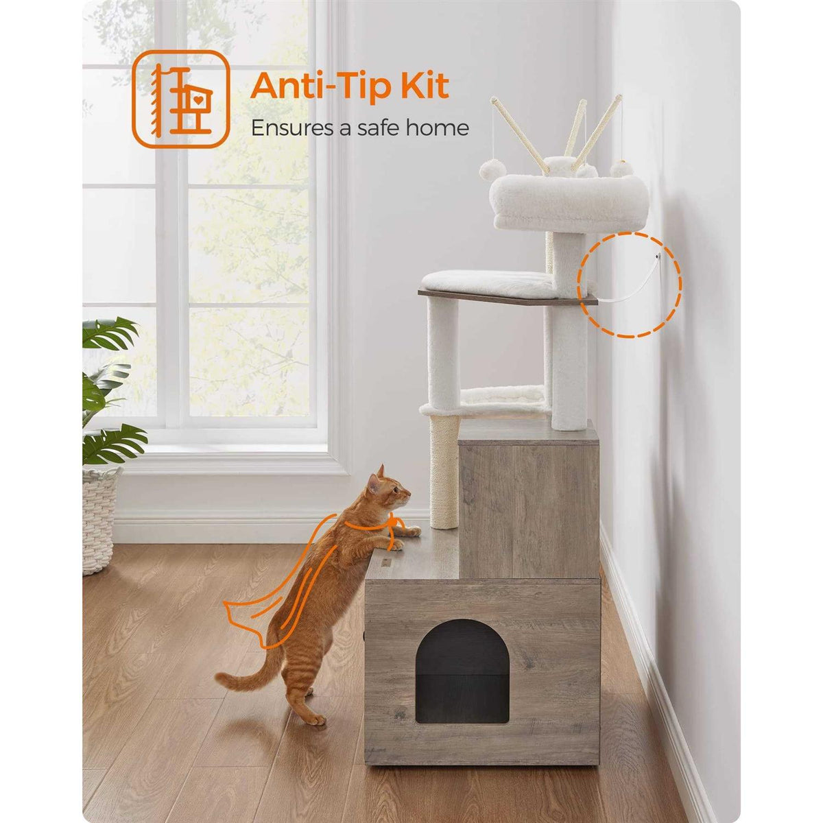 Cat Tree with Litter Box Enclosure 2-in-1 H72680
