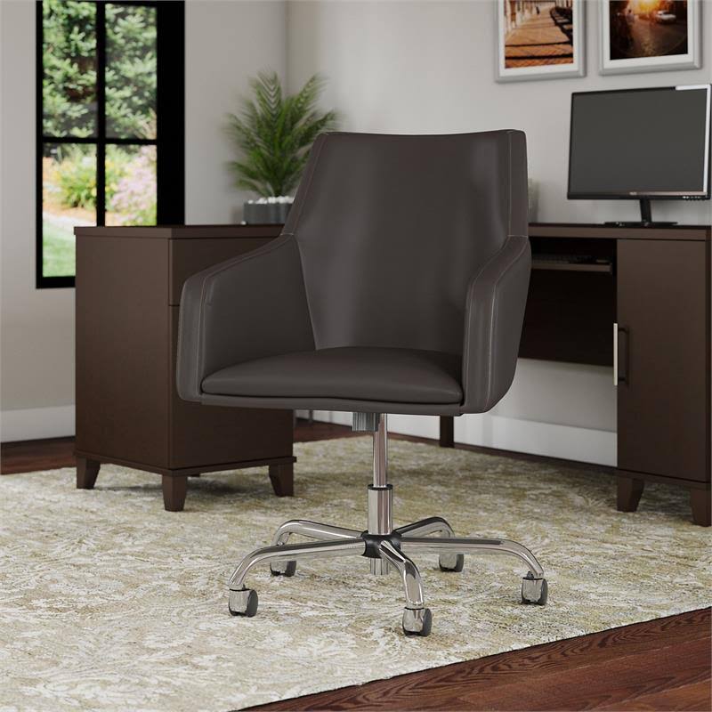 Brown Leather Box Chair D826