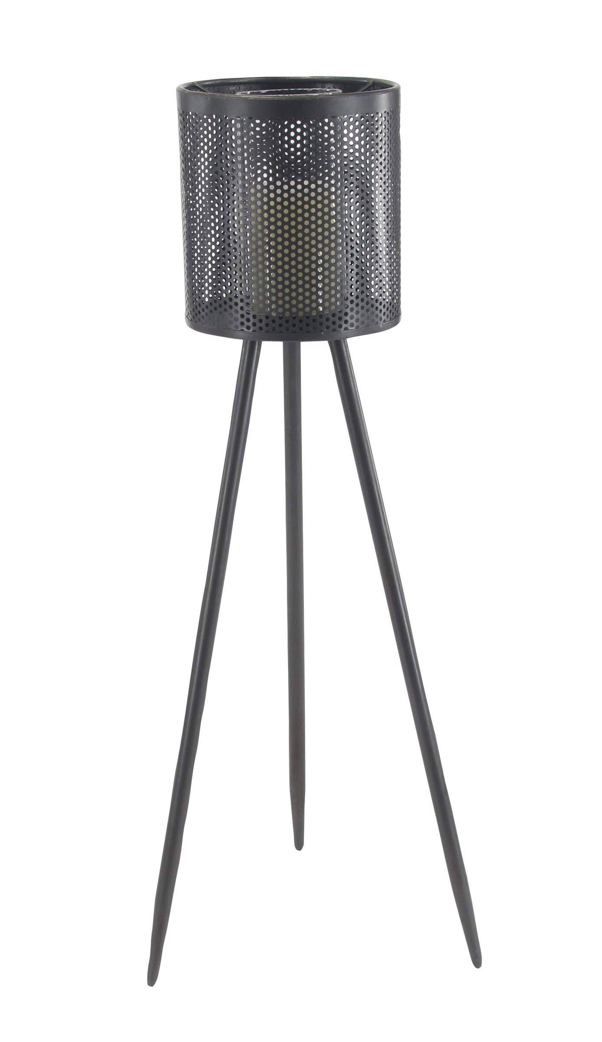 Black Iron and Glass Floor Candle Holder J527071