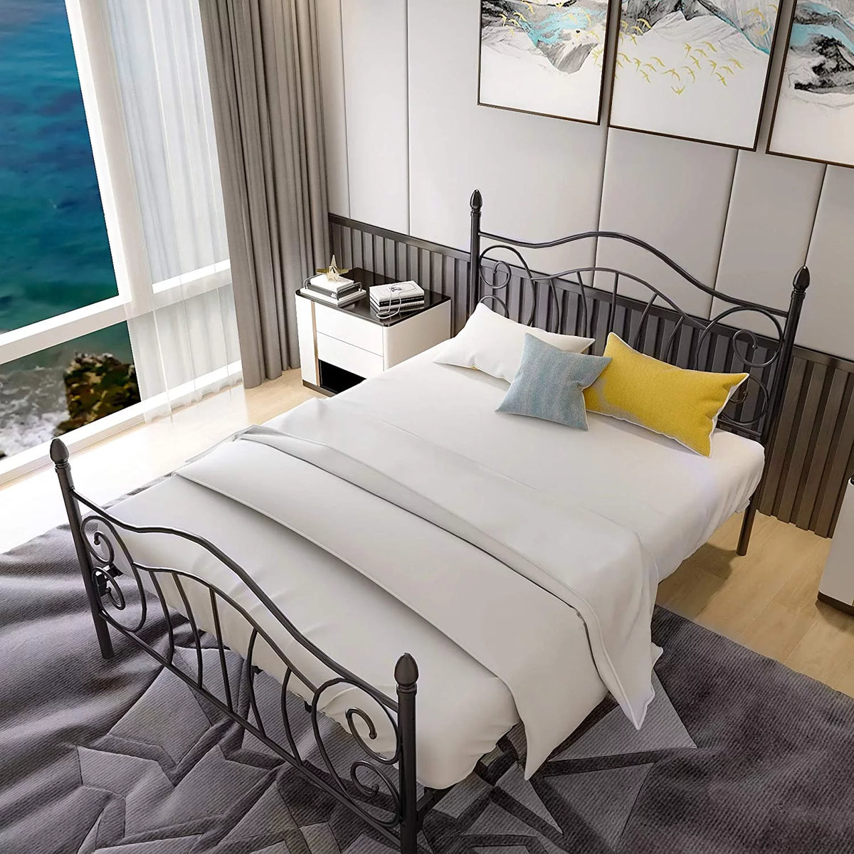 Queen Black Steel Platform Bed Frame B3029