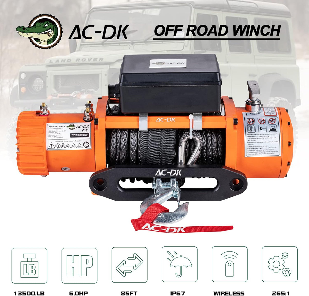 13000 lb 12V Electric Winch Kit with 85ft Synthetic Rope A21269