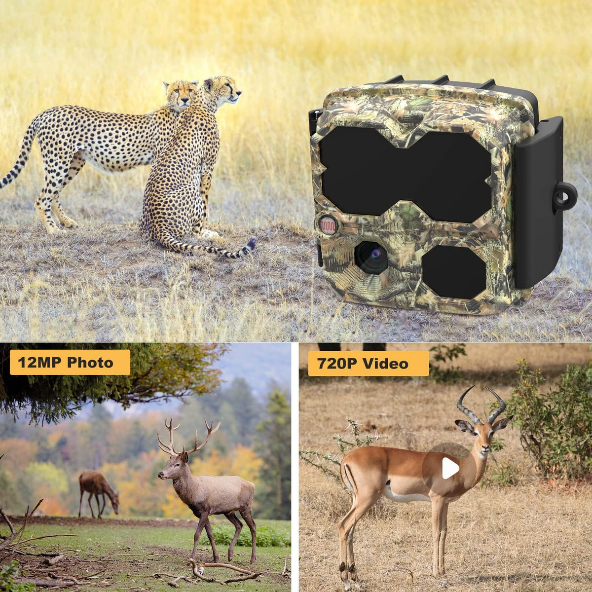 Pack of 2 Mini 12MP 1080P Waterproof Game Camera with Night Vision Motion Activated Video Cam O90519