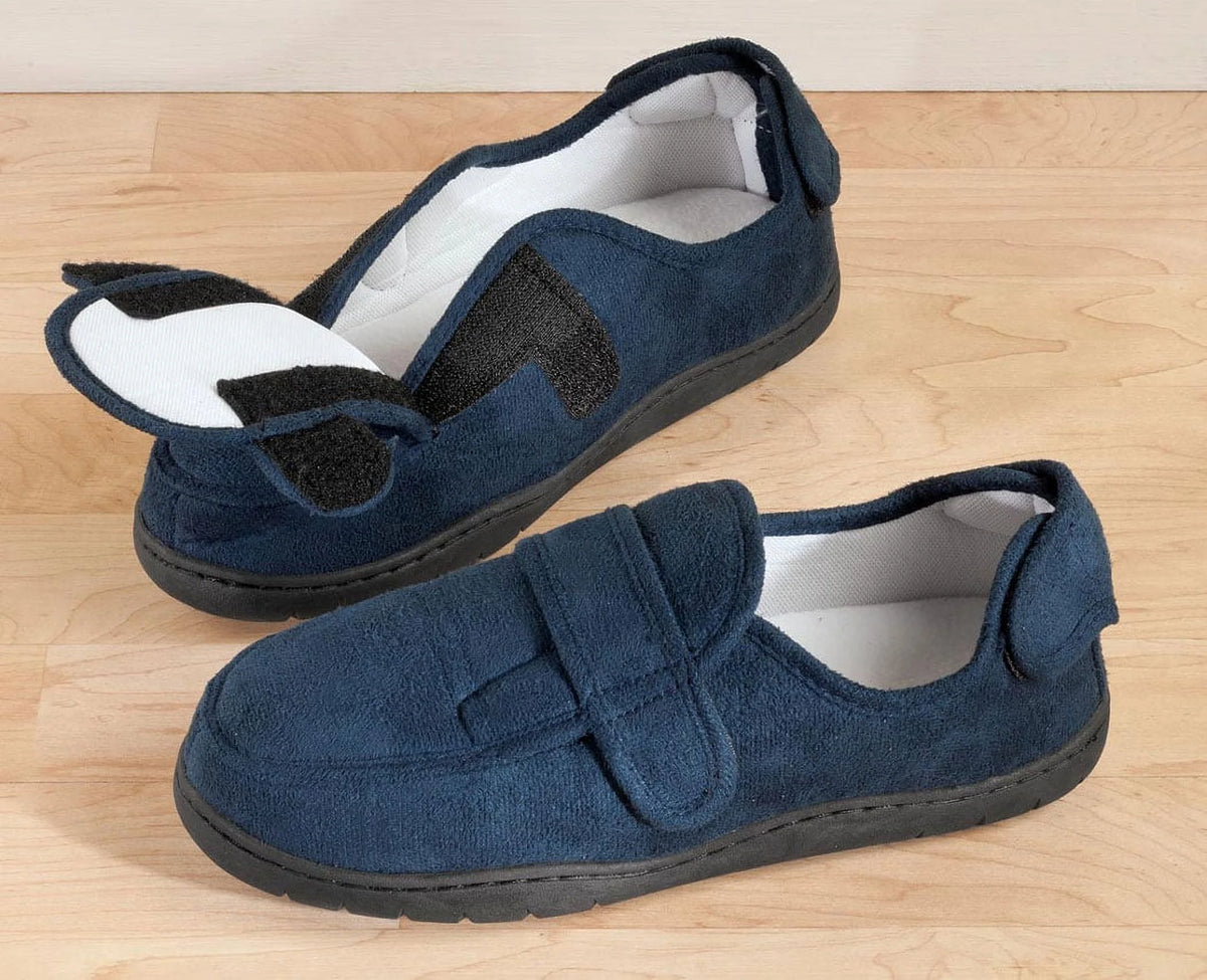 Navy Blue Memory Foam Slippers J5819
