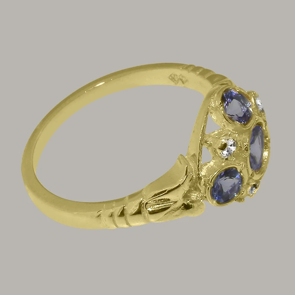 9k Yellow Gold Tanzanite Diamond Statement Ring N52430
