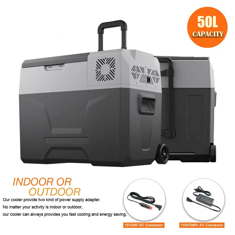 50L Portable Car Refrigerator 52 Quart Compact RV Fridge Mini Electric Freezer 12/24V DC & 110-240V AC Vehicle Truck Boat Cooler I195113