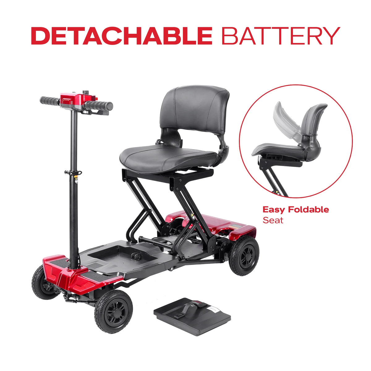 Auto Foldable Powered Mobility Scooter with Removable Lithium ion Battery E2169