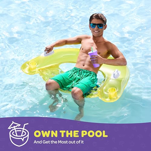 Inflatable Pool Float Chair with Cup Holders & Handles K4914
