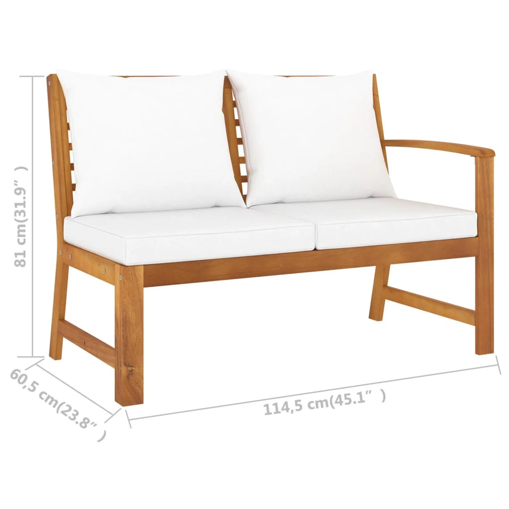 45.1" Acacia Wood Patio Bench with Cushion W64519