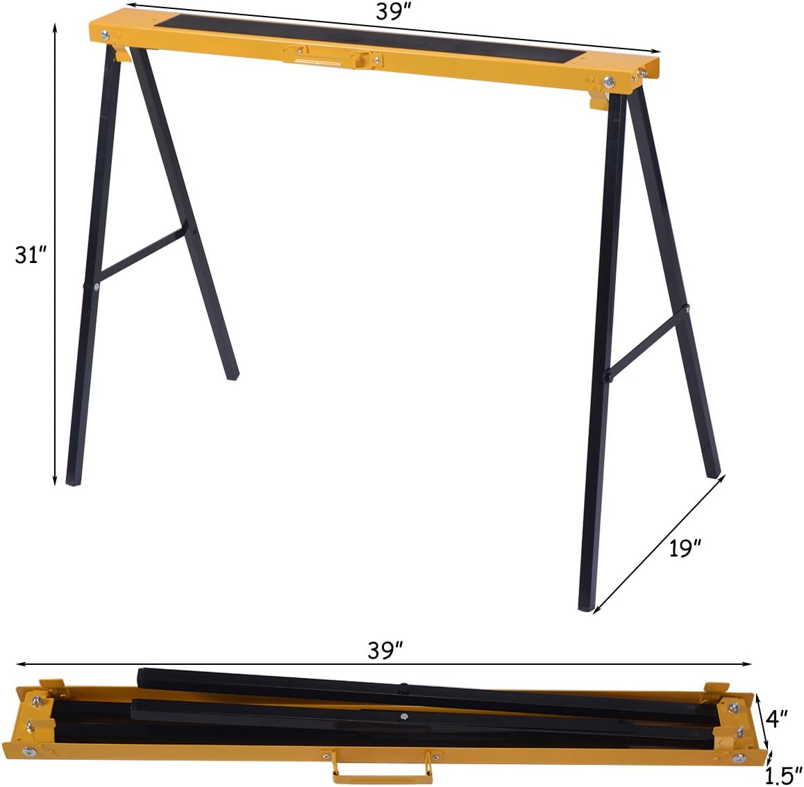 Heavy Duty Folding Sawhorse Pair, 275 lb Weight Capacity Each O7432