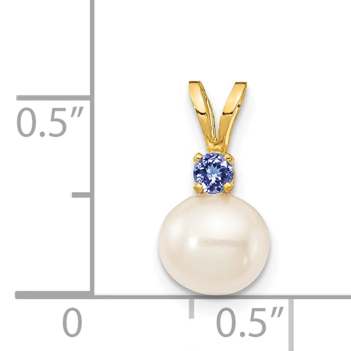 14K Yellow Gold Fresh-Water-Cultured Pearl Tanzanite Pendant Charm with Rope Chain Necklace 16'' Z476566