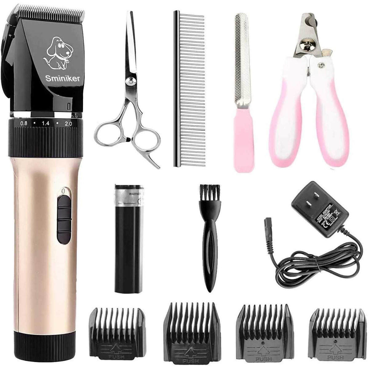 Low Noise Rechargeable Cordless Pet Clippers Grooming Kit with Storage Bag I8579