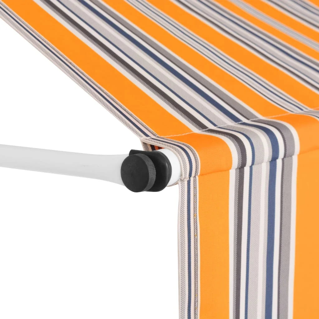 Manual Retractable Awning 137.8" Yellow and Blue Stripes E276