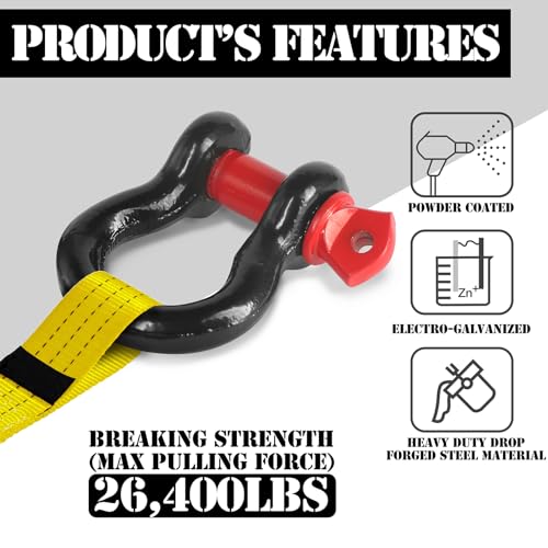 2 Pcs 1/2" D Ring Shackle 12 Ton with 5/8" Pin Z844249