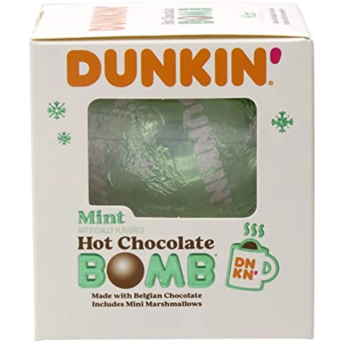 Mint Hot Chocolate Bomb Pack Of 6 Belgian Milk Chocolate with Mini Marshmallows 1.6 Ounce M718