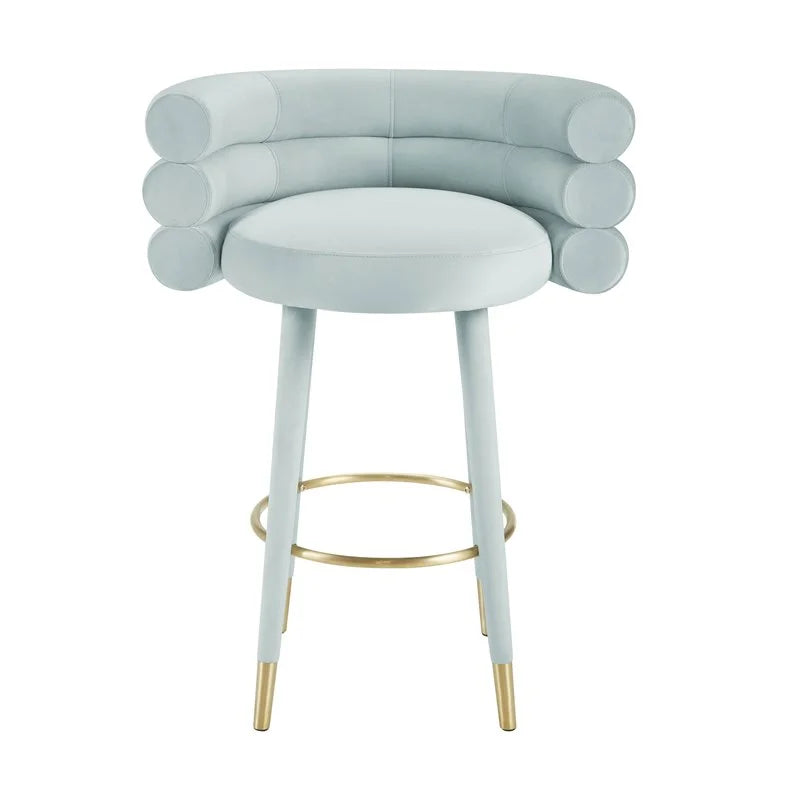 Velvet Bar Stool in Sea Foam Green & Gold Set of 3 A51616