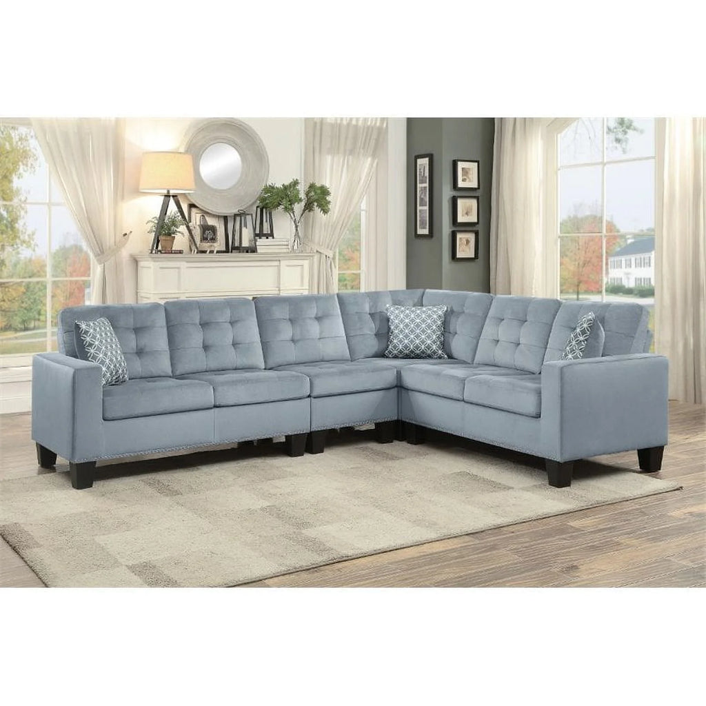 Gray Microfiber Reversible Sectional R396