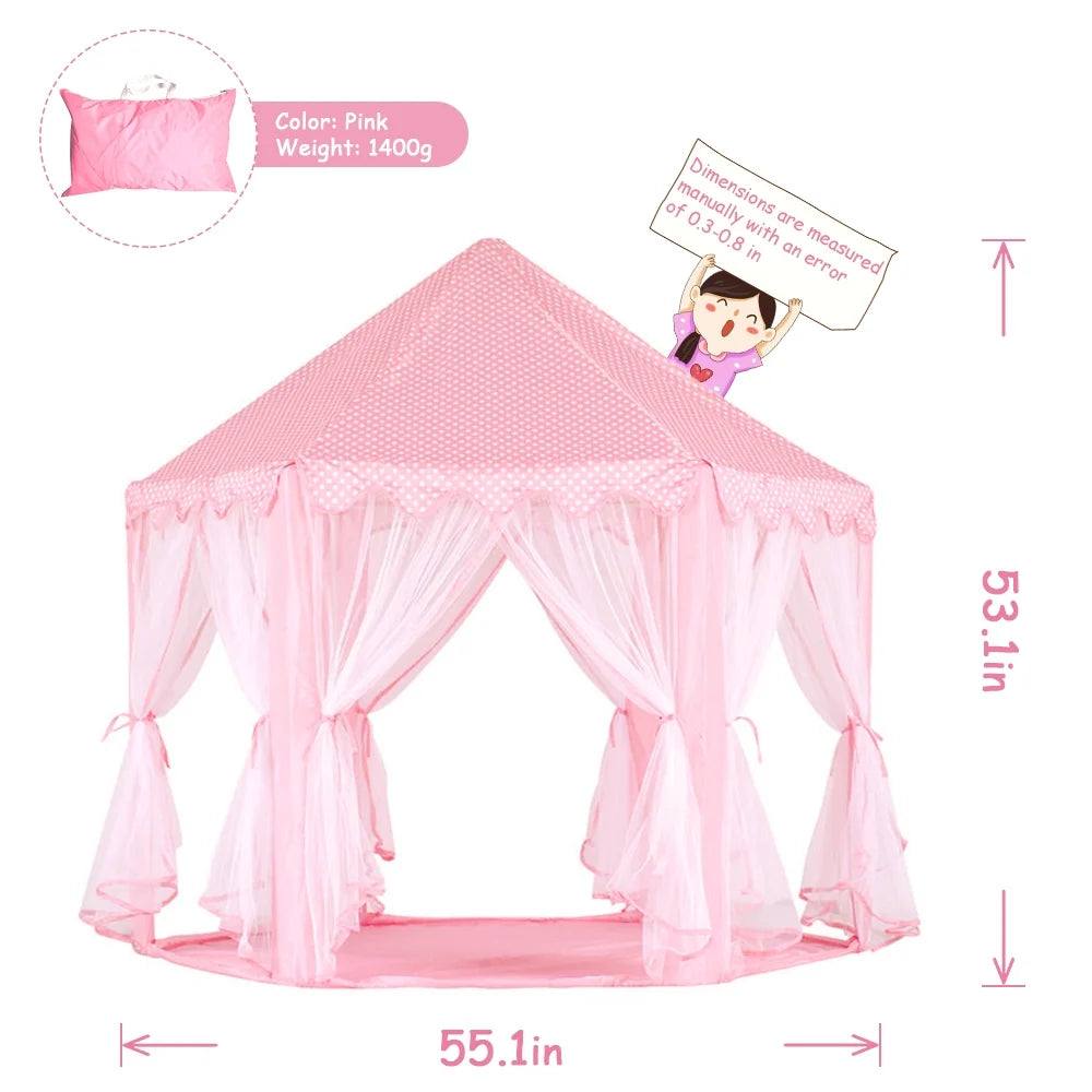 Pink Castle Play Tent with Led Lights E4959