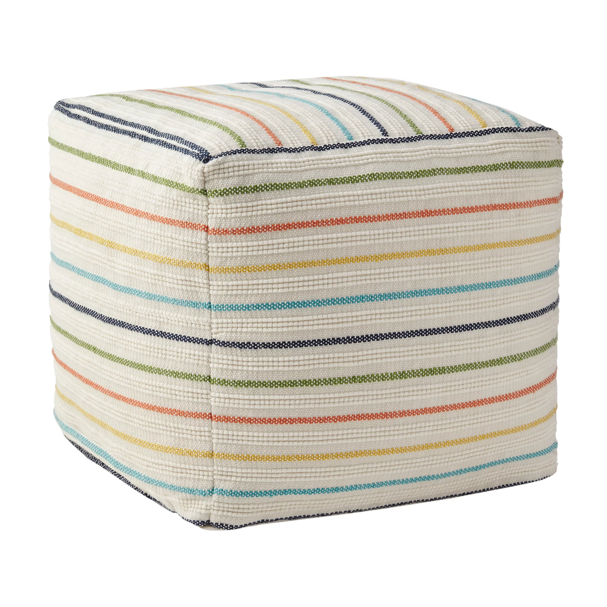 Stripe Outdoor Pouf, 16", Multi-Color U251401