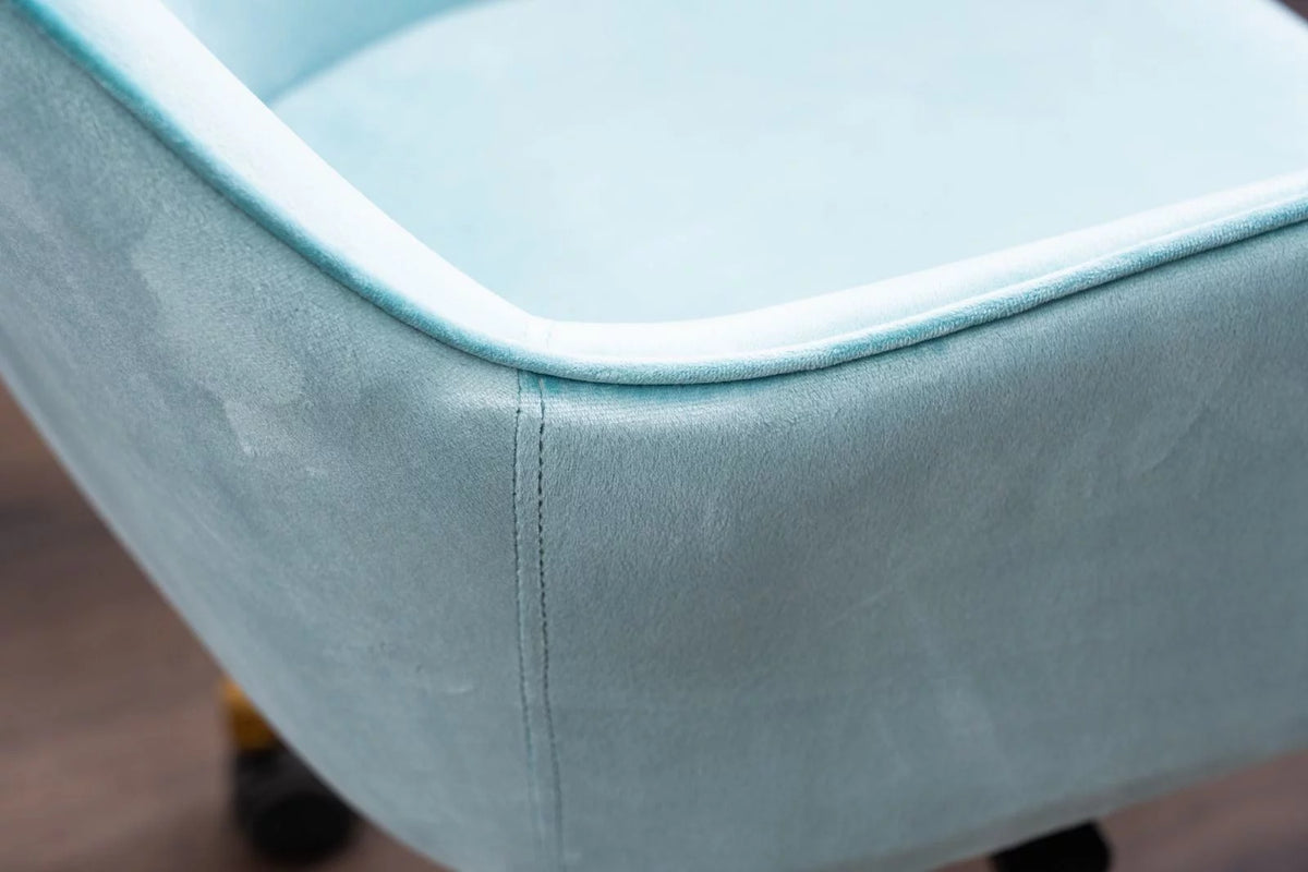 Aqua Light Blue Velvet Adjustable Height Office Chair Y800