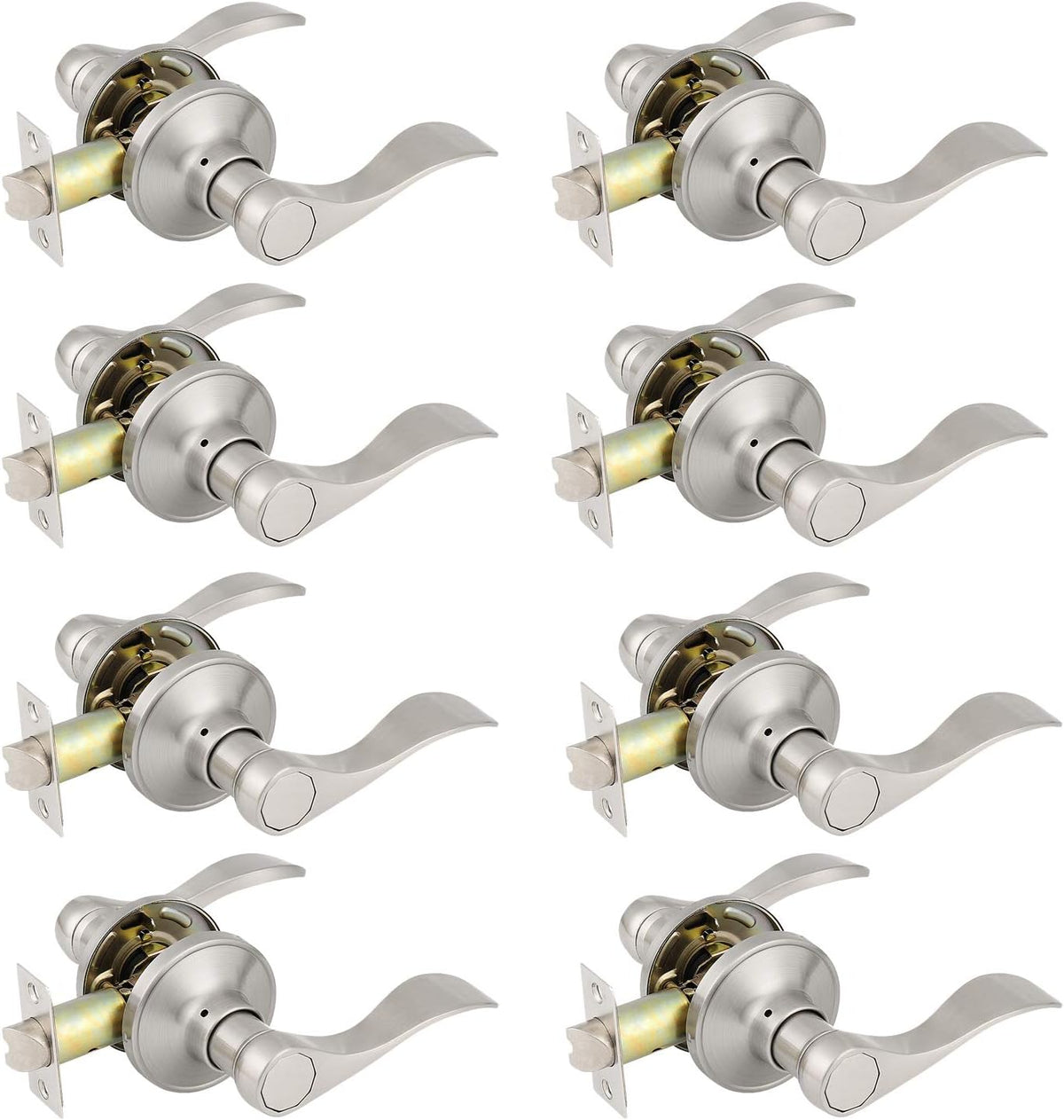6 Pack Non-Locking Satin Nickel Door Lever Set H24114