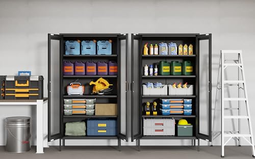 Lockable Metal Garage Storage Cabinet with Wheels U1857