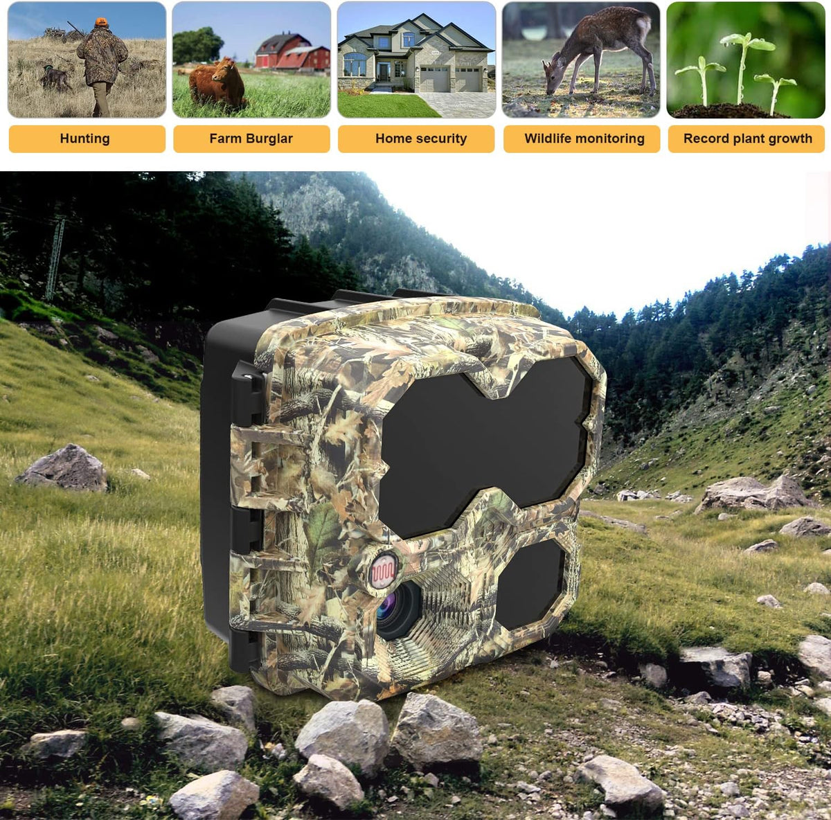 Pack of 2 Mini 12MP 1080P Waterproof Game Camera with Night Vision Motion Activated Video Cam O90519