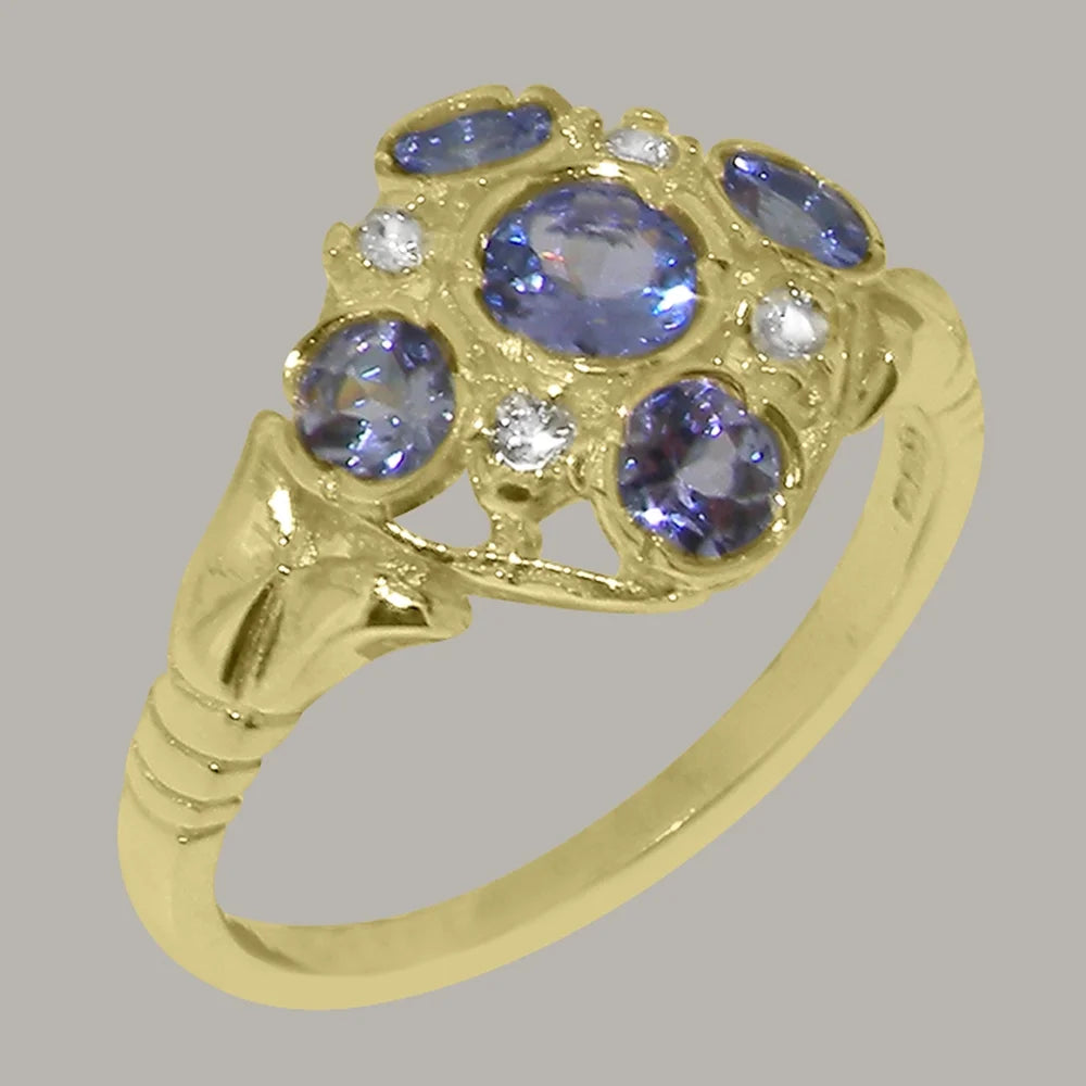 9k Yellow Gold Tanzanite Diamond Statement Ring N52430