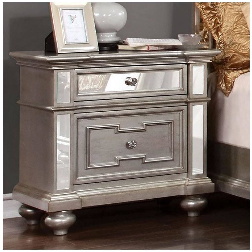 Silver Contemporary Night Stand L70042