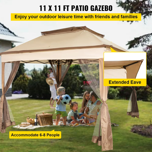 10x10ft Outdoor Canopy Gazebo with Netting B892