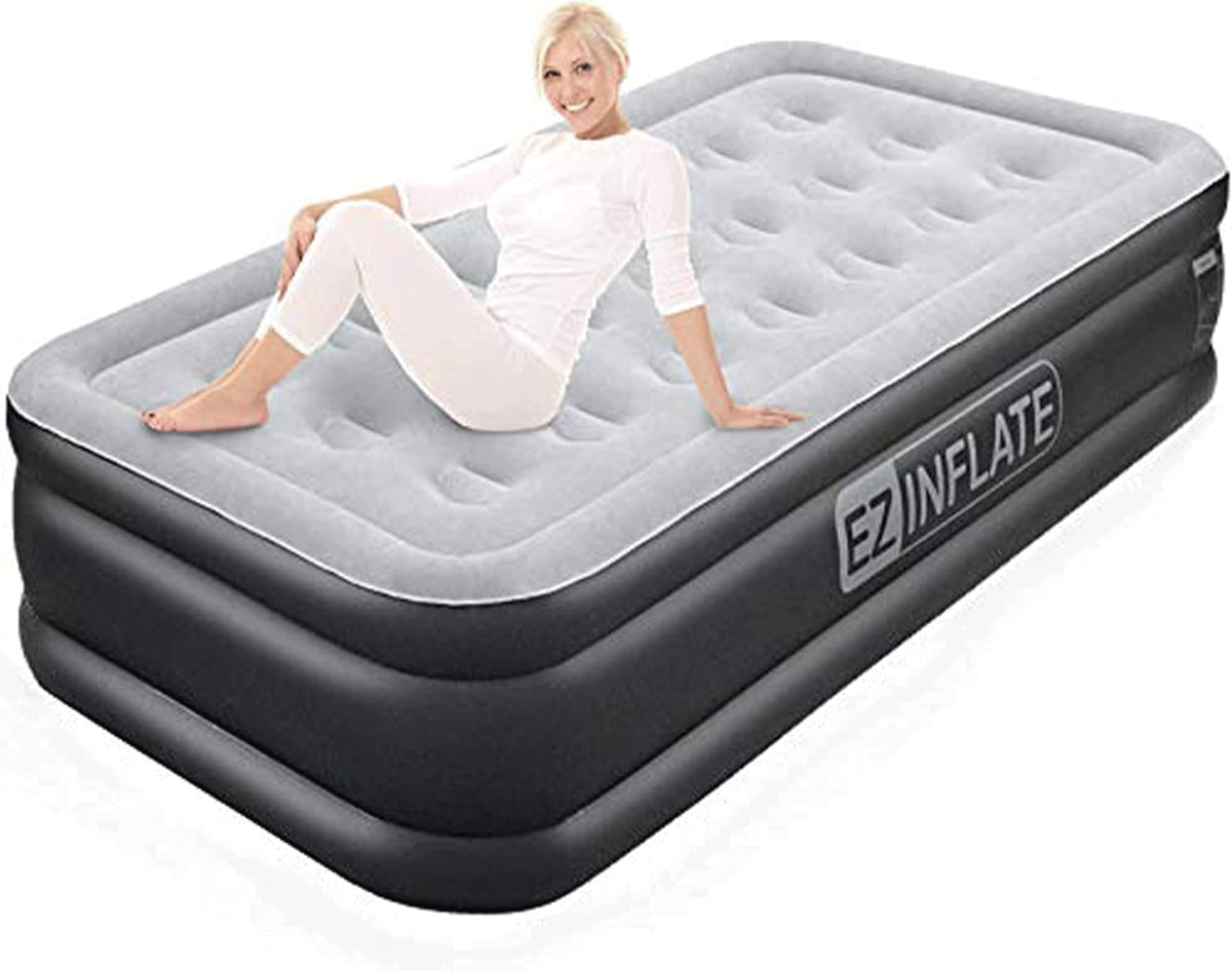 Twin Size Double-High Inflatable Air Mattress with Built in Pump X96636
