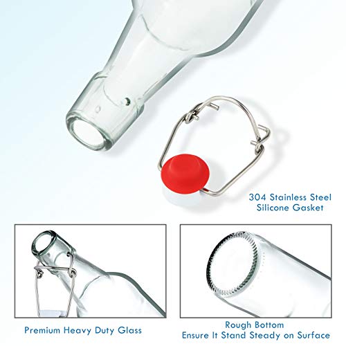 Clear Glass Beer Bottles with Swing Cap 16 oz Case of 6 J525