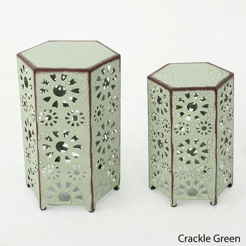 12 Inch and 14 Inch Iron Side Table Set K1423