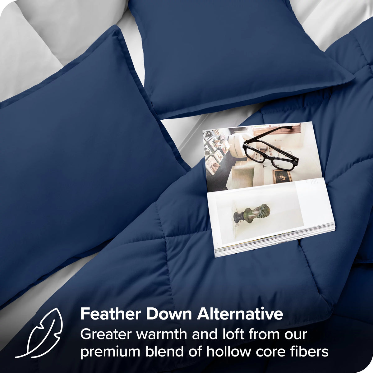 Queen Dark Blue Down Alternative Comforter Set X203