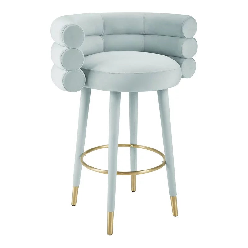 Velvet Bar Stool in Sea Foam Green & Gold Set of 3 A51616
